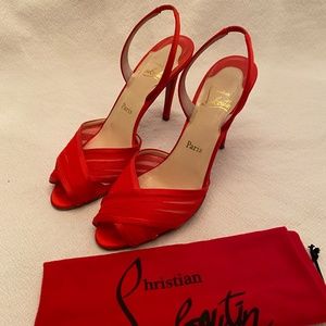 Christian Louboutin red silk heels